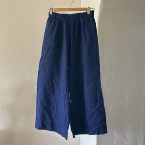 Bryn Walker Wide Leg Linen Pants in Blue XS S 0 2